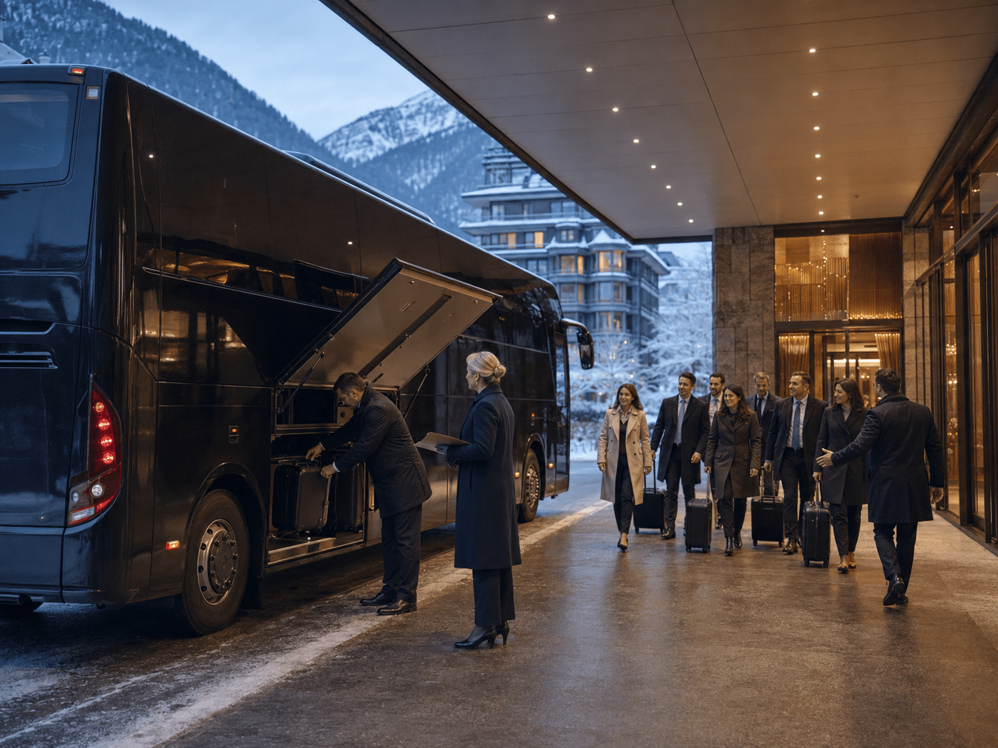 Delegation coach operation at a Swiss hotel